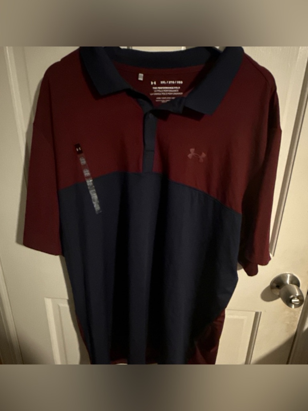 Under Armour Men’s Maroon and Navy Colorblock Polo